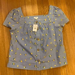 NWT adorable JCrewlemon pinstripe blouse.